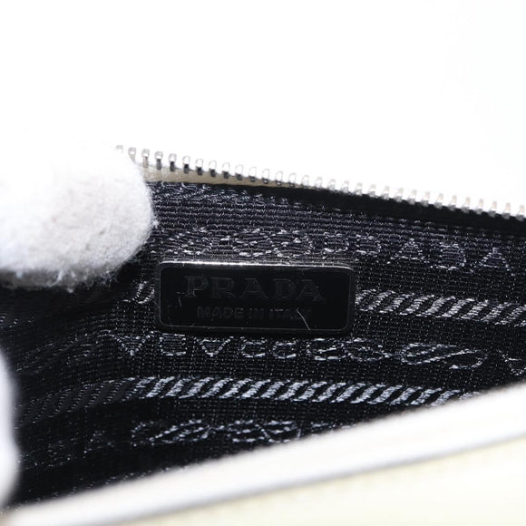 PRADA Chain Shoulder Bag Safiano leather White Silver Auth 153937