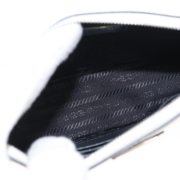 PRADA Chain Shoulder Bag Safiano leather White Silver Auth 153937