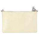 PRADA Chain Shoulder Bag Safiano leather White Silver Auth 153937-3
