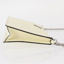 PRADA Chain Shoulder Bag Safiano leather White Silver Auth 153937-4