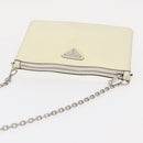 PRADA Chain Shoulder Bag Safiano leather White Silver Auth 153937-6