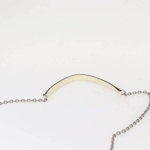 PRADA Chain Shoulder Bag Safiano leather White Silver Auth 153937