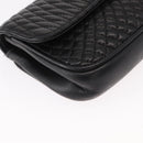 BALLY Quilted Chain Shoulder Bag Leather Black Gold Auth 153938-9