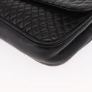 BALLY Quilted Chain Shoulder Bag Leather Black Gold Auth 153938-14