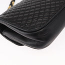BALLY Quilted Chain Shoulder Bag Leather Black Gold Auth 153938-15