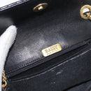 BALLY Quilted Chain Shoulder Bag Leather Black Gold Auth 153938-18
