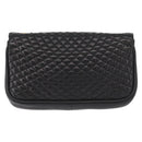 BALLY Quilted Chain Shoulder Bag Leather Black Gold Auth 153938-2