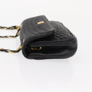 BALLY Quilted Chain Shoulder Bag Leather Black Gold Auth 153938-4