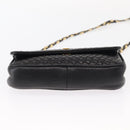 BALLY Quilted Chain Shoulder Bag Leather Black Gold Auth 153938-5