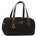 PRADA Hand Bag Nylon Black Silver Auth 153944-1