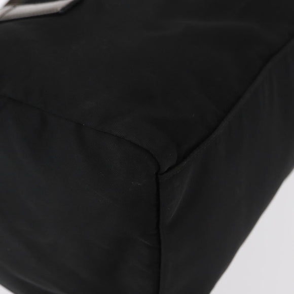 PRADA Hand Bag Nylon Black Silver Auth 153944