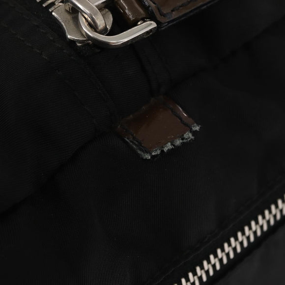 PRADA Hand Bag Nylon Black Silver Auth 153944