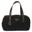 PRADA Hand Bag Nylon Black Silver Auth 153944-13
