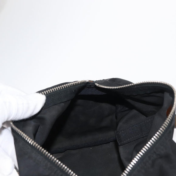 PRADA Hand Bag Nylon Black Silver Auth 153944