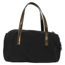 PRADA Hand Bag Nylon Black Silver Auth 153944-2