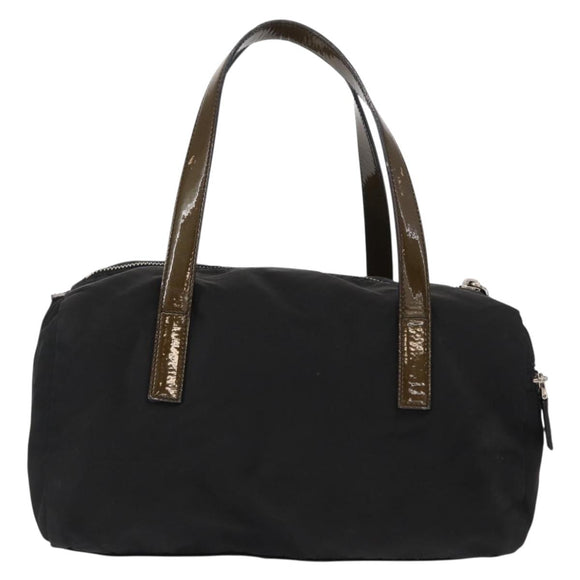 PRADA Hand Bag Nylon Black Silver Auth 153944