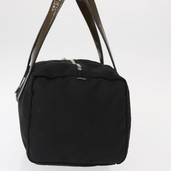 PRADA Hand Bag Nylon Black Silver Auth 153944