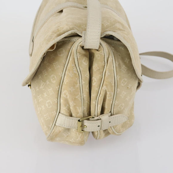 LOUIS VUITTON Monogram Mini Lin Saumur PM Bag Ivory Dunne M95314 LV Auth 153946