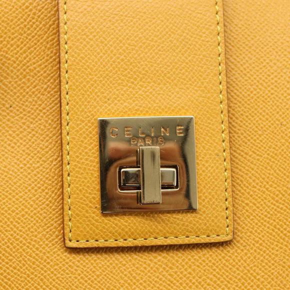 CELINE Shoulder Bag Leather Yellow Gold Auth 153948