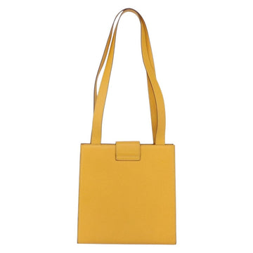 CELINE Shoulder Bag Leather Yellow Gold Auth 153948 - 0
