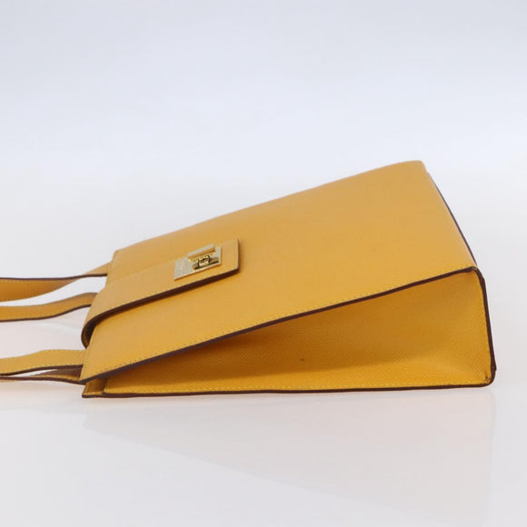 CELINE Shoulder Bag Leather Yellow Gold Auth 153948