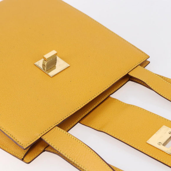 CELINE Shoulder Bag Leather Yellow Gold Auth 153948