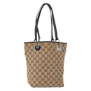 GUCCI GG Canvas Tote Bag Beige Silver 120840 Auth 153949-1