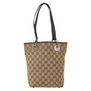 GUCCI GG Canvas Tote Bag Beige Silver 120840 Auth 153949-13