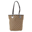 GUCCI GG Canvas Tote Bag Beige Silver 120840 Auth 153949-2