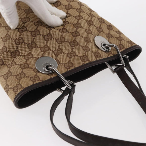 GUCCI GG Canvas Tote Bag Beige Silver 120840 Auth 153949