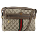 GUCCI GG Supreme Web Sherry Line Bag PVC Beige Gold 24 02 005 Auth 153950-1