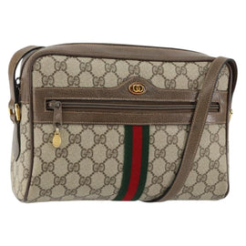 GUCCI GG Supreme Web Sherry Line Bag PVC Beige Gold 24 02 005 Auth 153950