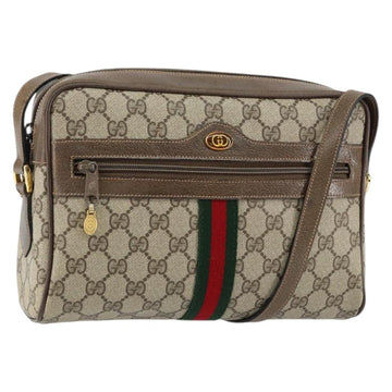 GUCCI GG Supreme Web Sherry Line Bag PVC Beige Gold 24 02 005 Auth 153950