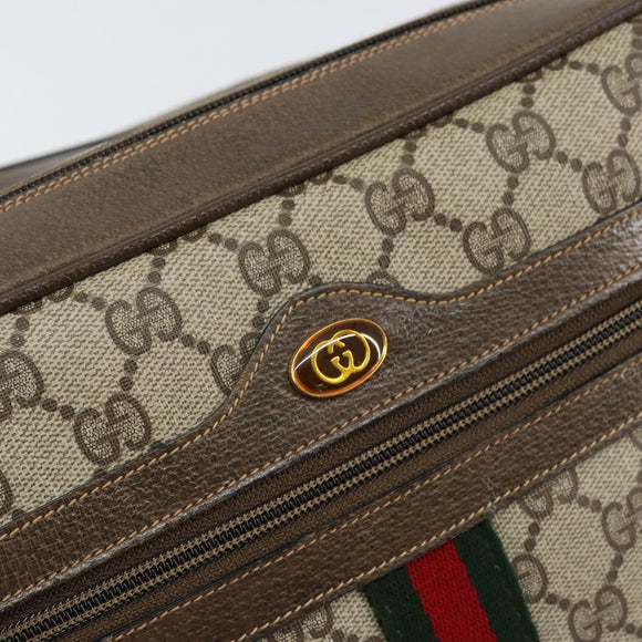 GUCCI GG Supreme Web Sherry Line Bag PVC Beige Gold 24 02 005 Auth 153950