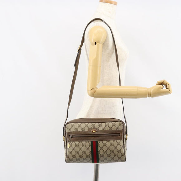 GUCCI GG Supreme Web Sherry Line Bag PVC Beige Gold 24 02 005 Auth 153950