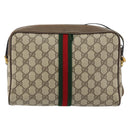 GUCCI GG Supreme Web Sherry Line Bag PVC Beige Gold 24 02 005 Auth 153950-2