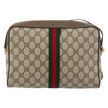 GUCCI GG Supreme Web Sherry Line Bag PVC Beige Gold 24 02 005 Auth 153950 - 0