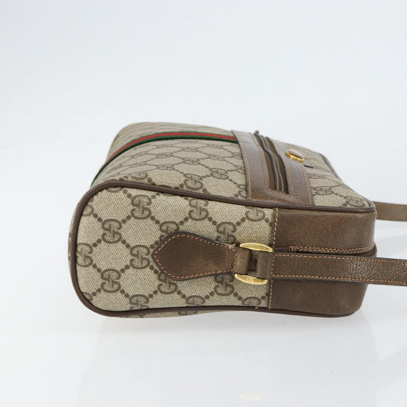 GUCCI GG Supreme Web Sherry Line Bag PVC Beige Gold 24 02 005 Auth 153950