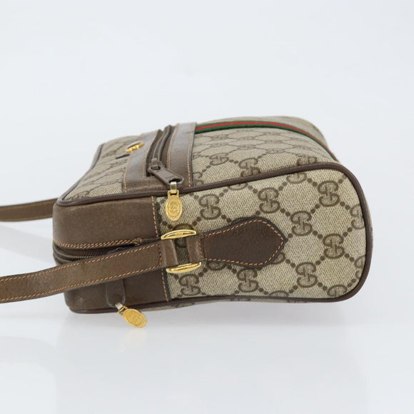 GUCCI GG Supreme Web Sherry Line Bag PVC Beige Gold 24 02 005 Auth 153950