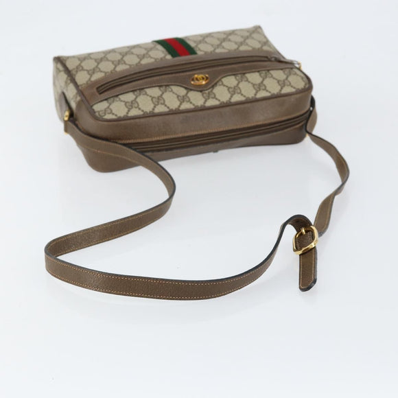 GUCCI GG Supreme Web Sherry Line Bag PVC Beige Gold 24 02 005 Auth 153950