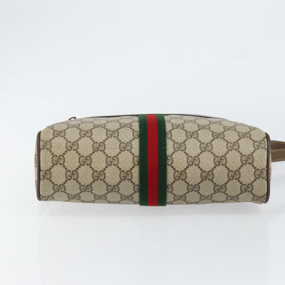 GUCCI GG Supreme Web Sherry Line Bag PVC Beige Gold 24 02 005 Auth 153950