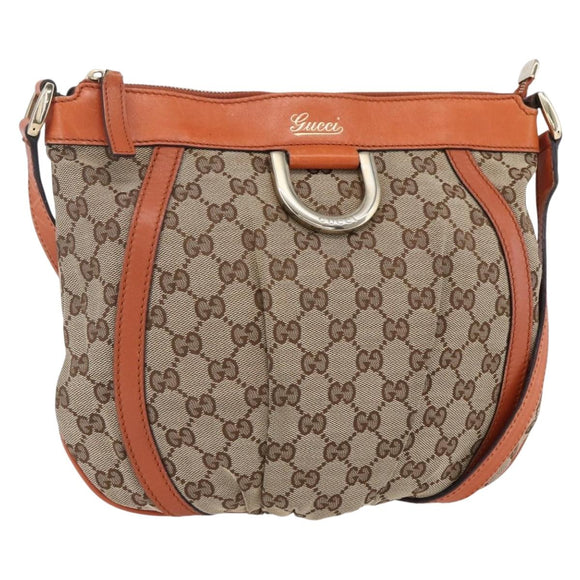 GUCCI GG Canvas Abbey Shoulder Bag Beige Gold 203257 Auth 153951