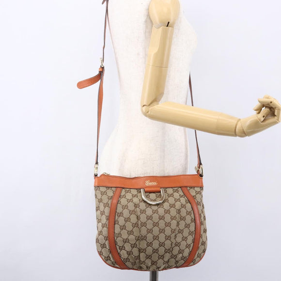 GUCCI GG Canvas Abbey Shoulder Bag Beige Gold 203257 Auth 153951