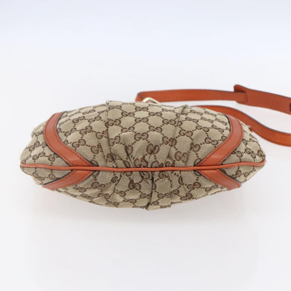 GUCCI GG Canvas Abbey Shoulder Bag Beige Gold 203257 Auth 153951