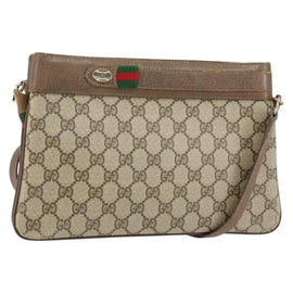 GUCCI GG Supreme Web Sherry Line Shoulder Bag PVC Beige 904 02 035 Auth 153952