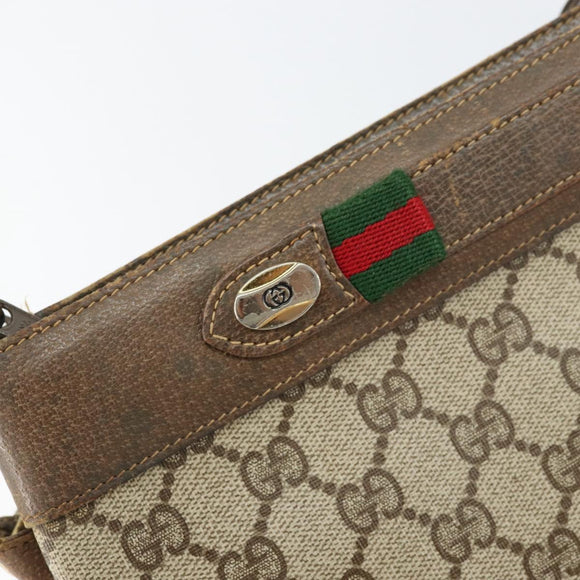 GUCCI GG Supreme Web Sherry Line Shoulder Bag PVC Beige 904 02 035 Auth 153952