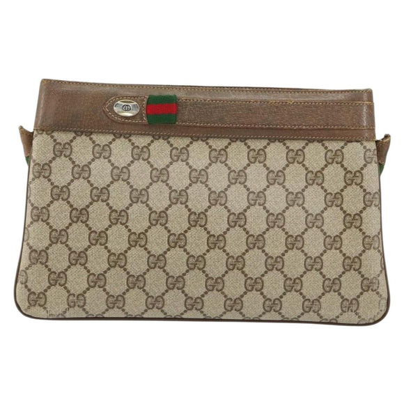 GUCCI GG Supreme Web Sherry Line Shoulder Bag PVC Beige 904 02 035 Auth 153952
