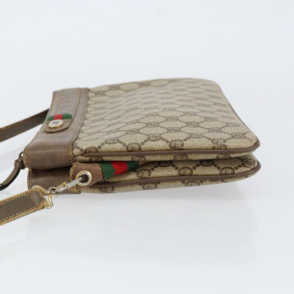 GUCCI GG Supreme Web Sherry Line Shoulder Bag PVC Beige 904 02 035 Auth 153952