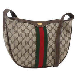GUCCI GG Supreme Web Sherry Line Shoulder Bag PVC Beige 10 01 3840 Auth 153954