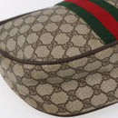 GUCCI GG Supreme Web Sherry Line Shoulder Bag PVC Beige 10 01 3840 Auth 153954-13